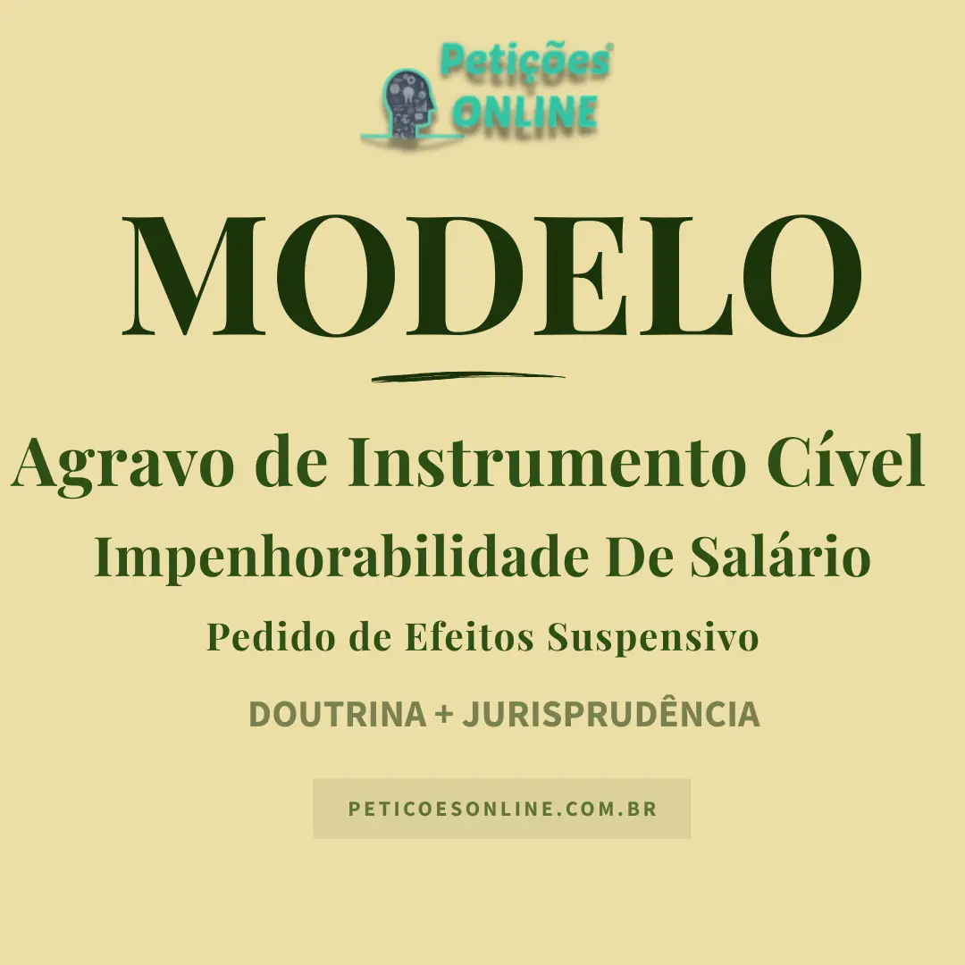 Modelo de Agravo de Instrumento C&iacute;vel &mdash; Impenhorabilidade de Sal&aacute;rio