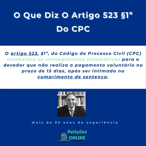 O que diz paragrafo 1 do artigo 523 do CPC
