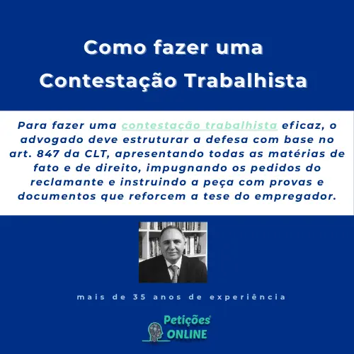 Como fazer uma contestação trabalhista CLT art 847
