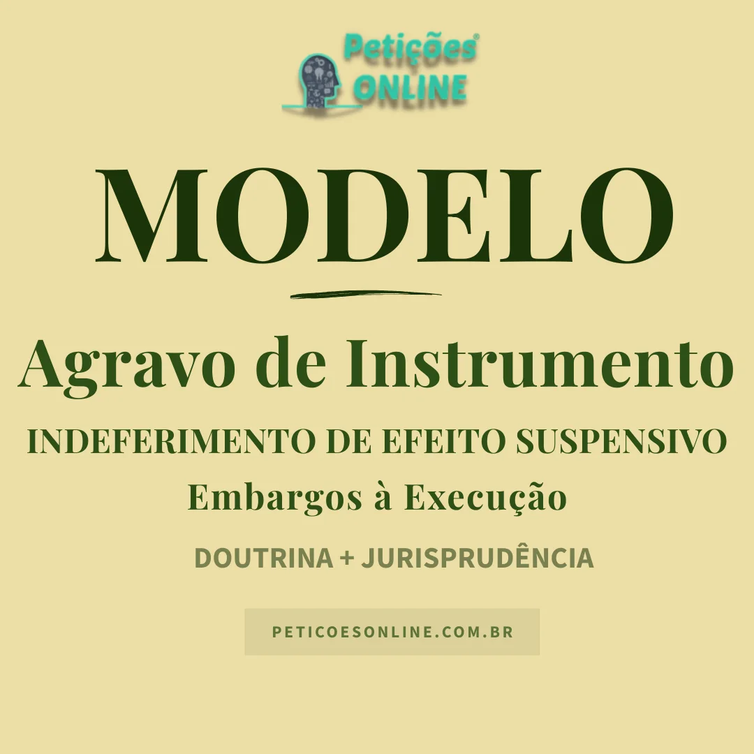 Modelo de Agravo de Instrumento Decis&atilde;o Interlocut&oacute;ria Efeito Suspensivo Embargos &agrave; Execu&ccedil;&atilde;o