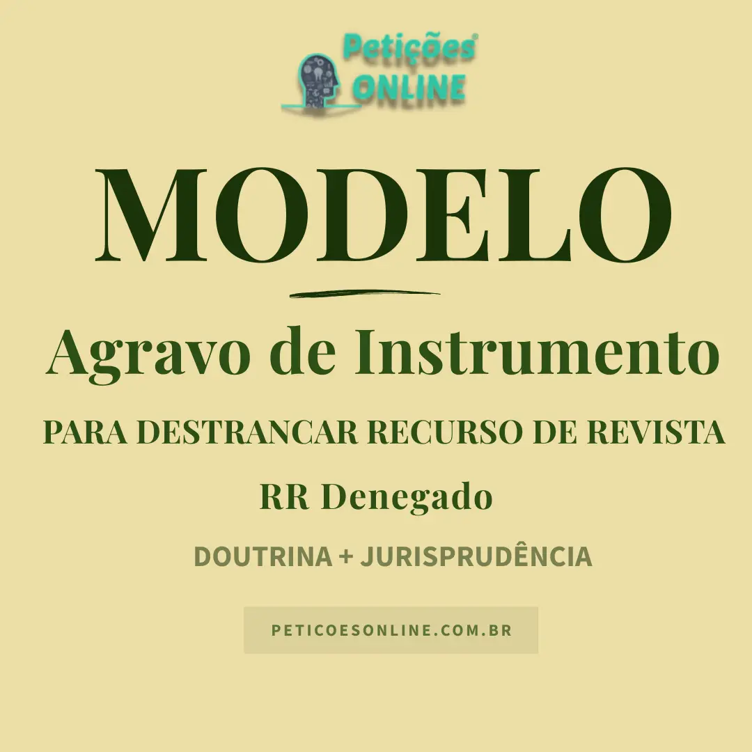 Modelo de Agravo de Instrumento Para Destrancar Recurso de Revista