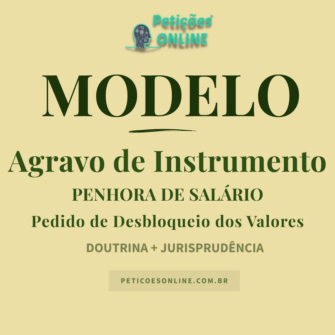 Modelo de Agravo de Instrumento Penhora de Sal&aacute;rio