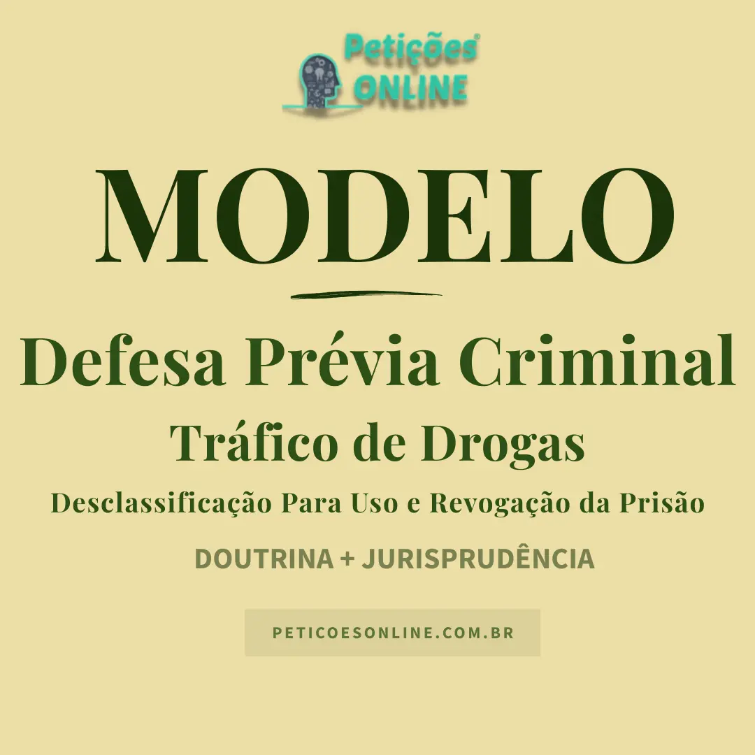 Modelo de Defesa Pr&eacute;via Criminal Tr&aacute;fico de 