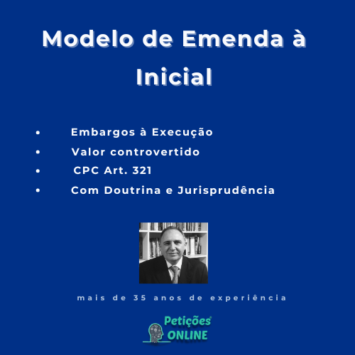 Modelo Petição de Emenda à Inicial CPC Art 321