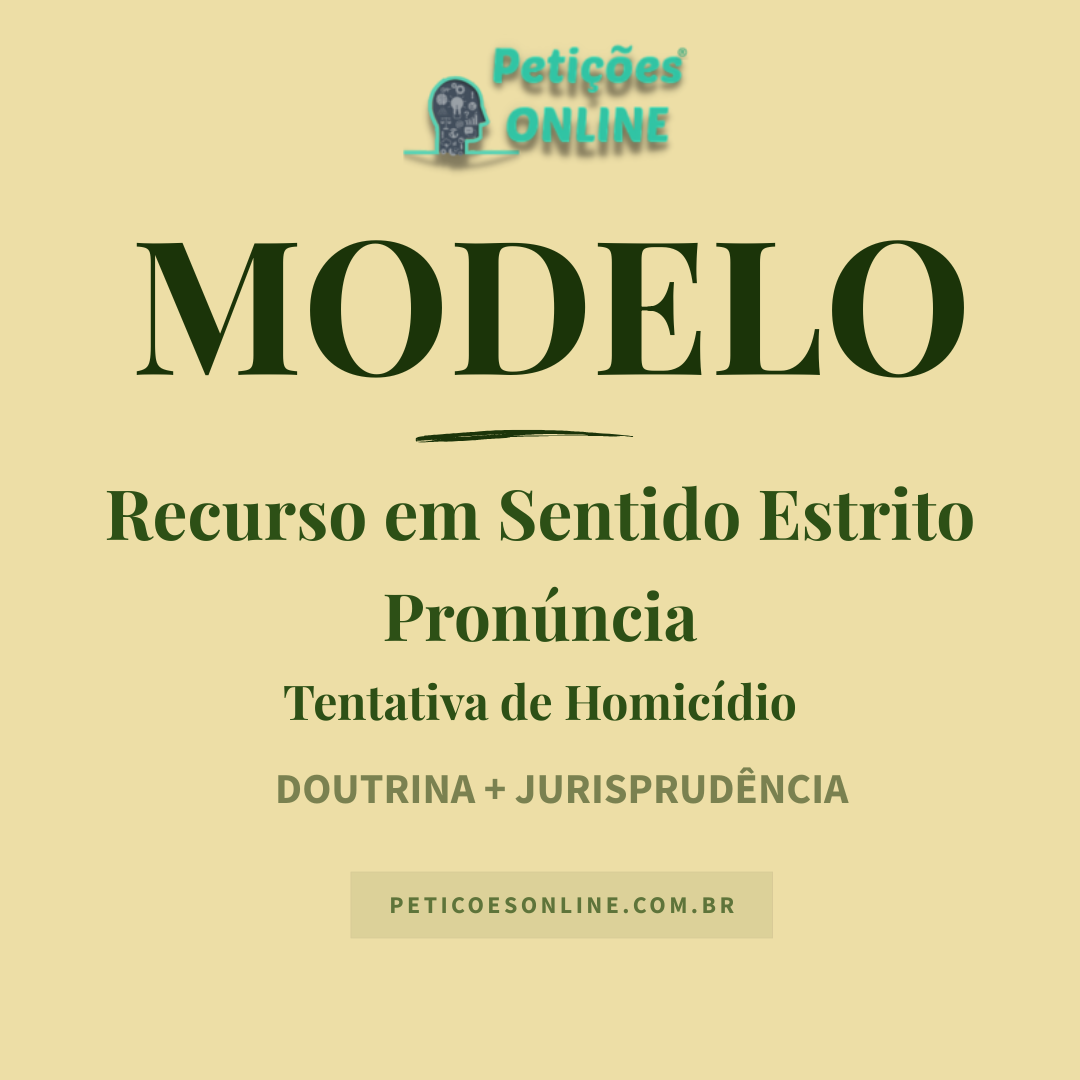 Modelo de Recurso em Sentido Estrito Pronúncia Homicídio