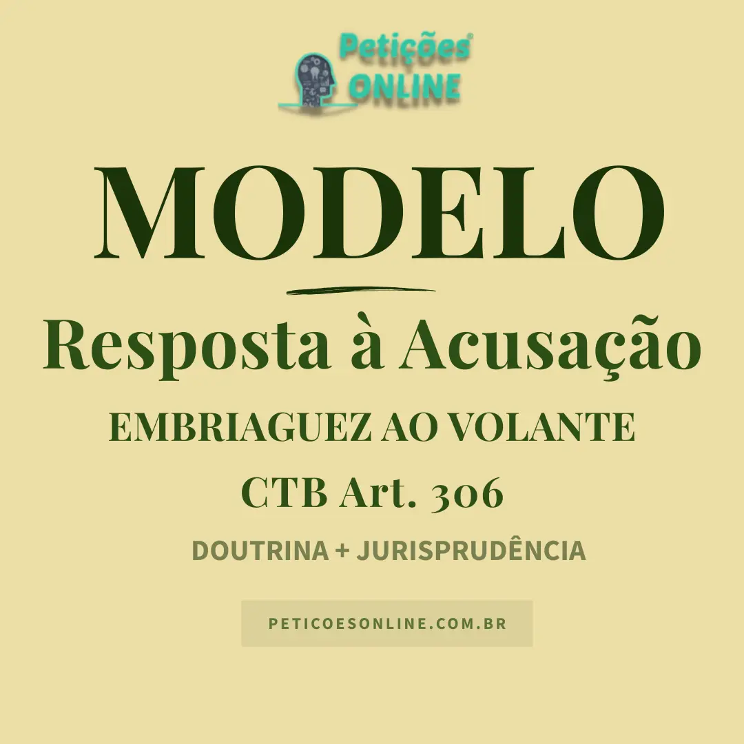 Modelo de Resposta à Acusação Embriaguez ao Volante