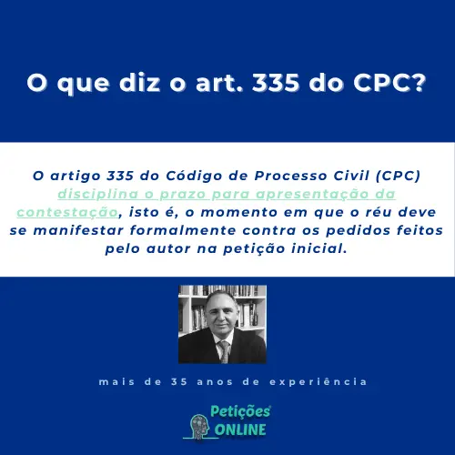 O que diz o art 335 do CPC | Petições Online