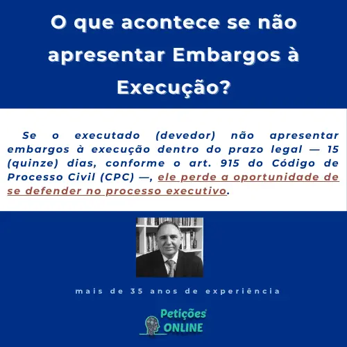 O que acontece se perder o prazo embargos execução