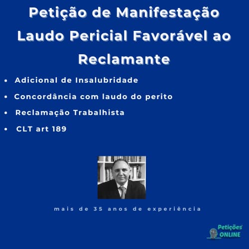 Autor Petições Online® - Manifestação Laudo Insalubridade