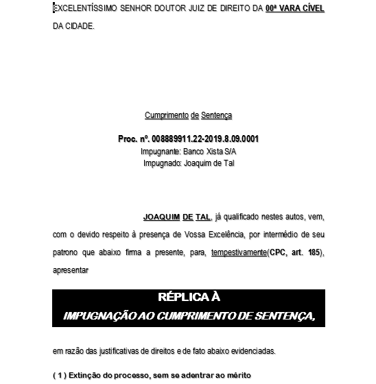 -Modelo- Resposta Impugnação Cumprimento de Sentença Ncpc