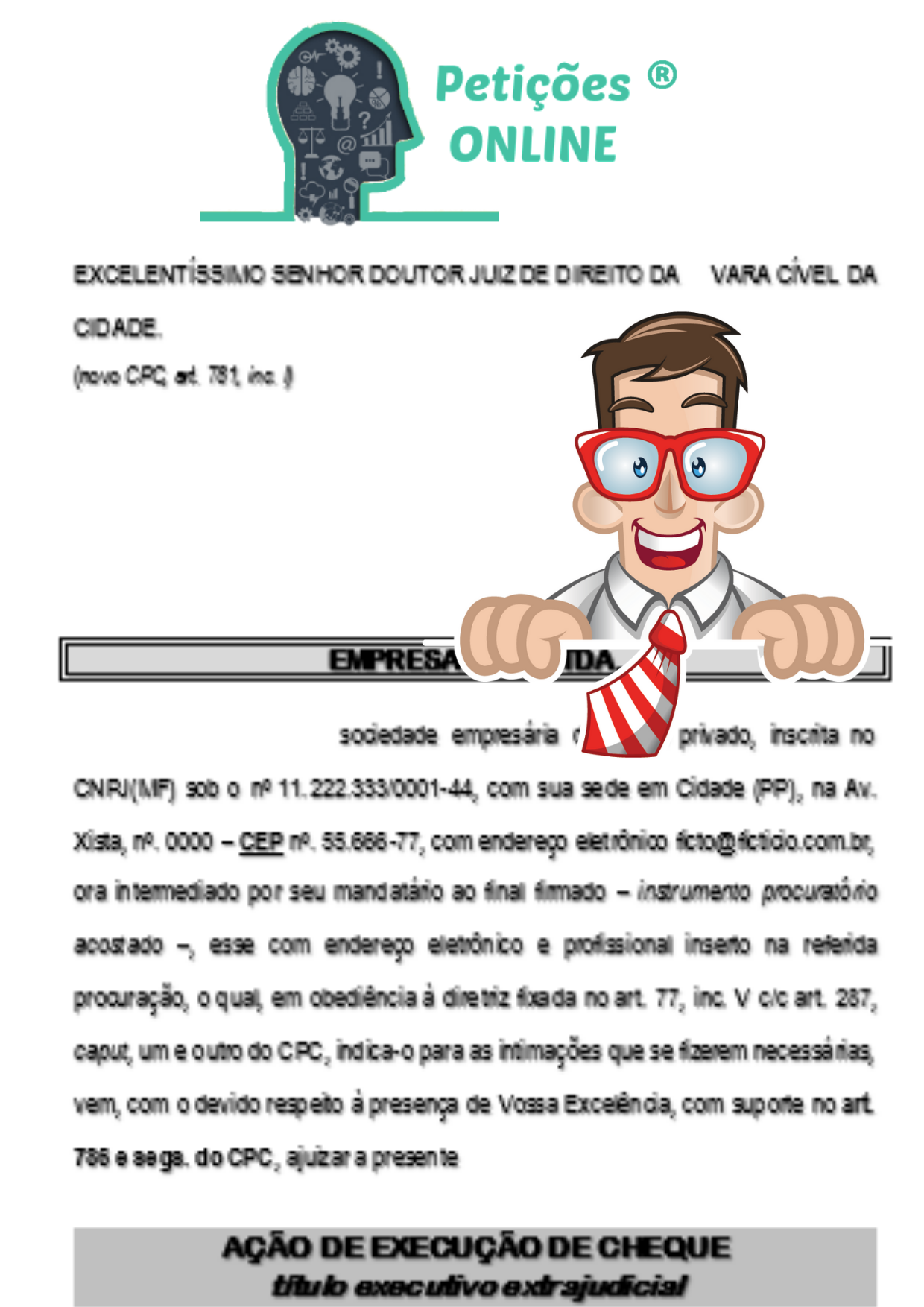 Modelo de Ação de Execução de Cheque Novo CPC » Petição Modelo de Ação de Execução de Cheque Novo CPC » Petição
