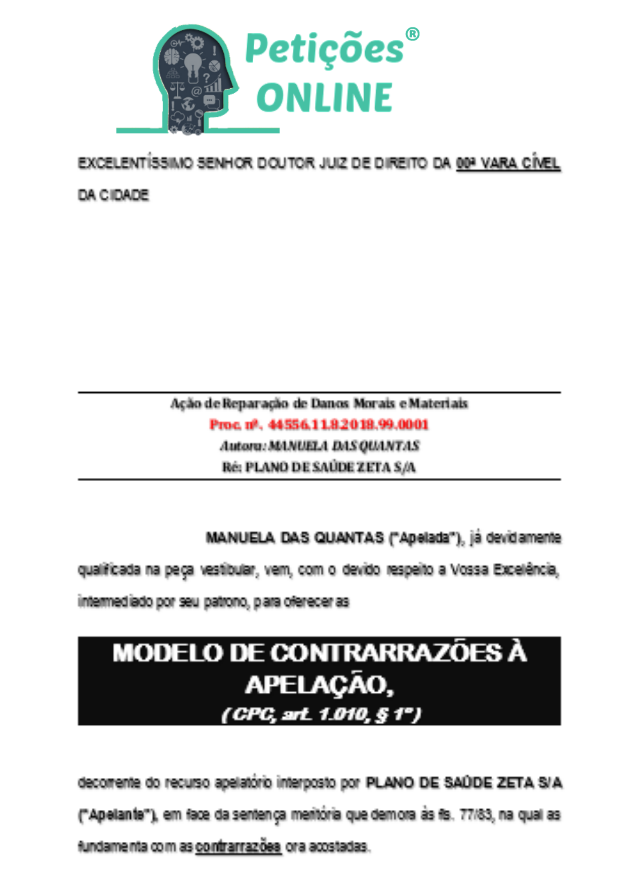 Contrarrazões De Apelação CPC [ Modelo