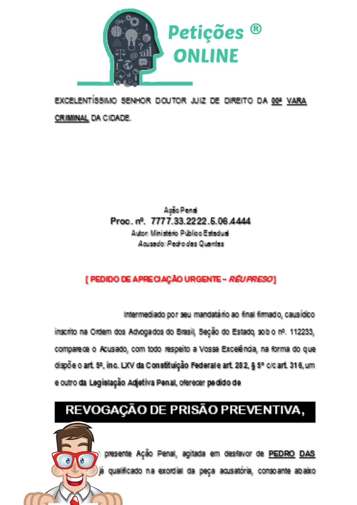 -Modelo- Revogação de Prisão Preventiva | c/ Doutrina