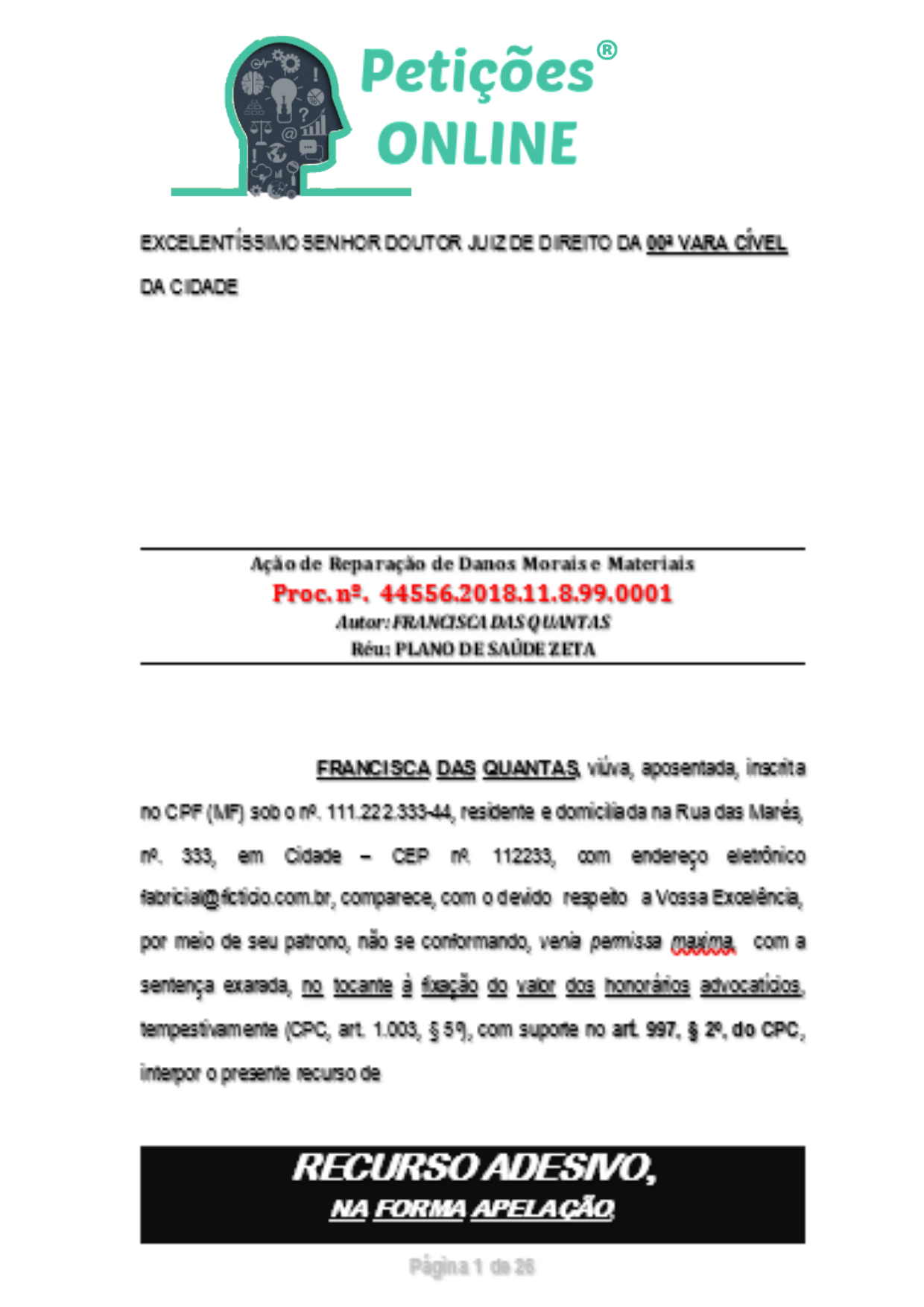 Modelo Recurso de Apelação - Não cabimento de sucumbência